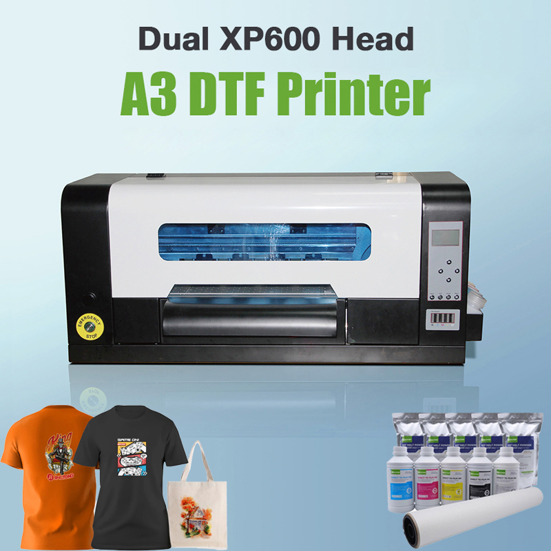 A3 Desktop DTF Printer with Dual XP600 Head Direct to Film T Shirt Printing Machine for Clothes Hoodies