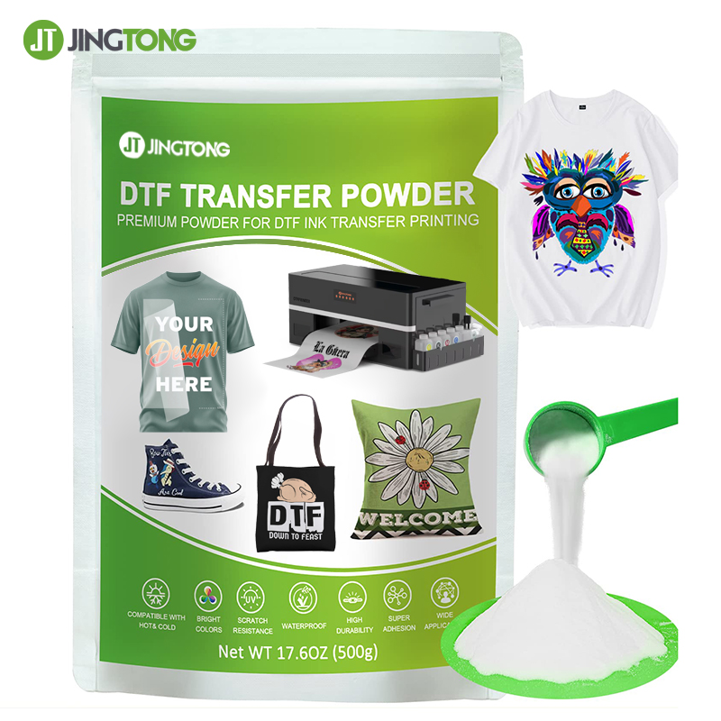 DTF Powder White Digital Transfer Hot Melt Adhesive Powder for Black or Dark Colored Garments, PreTreat Transfer for All DTF and DTG Printers