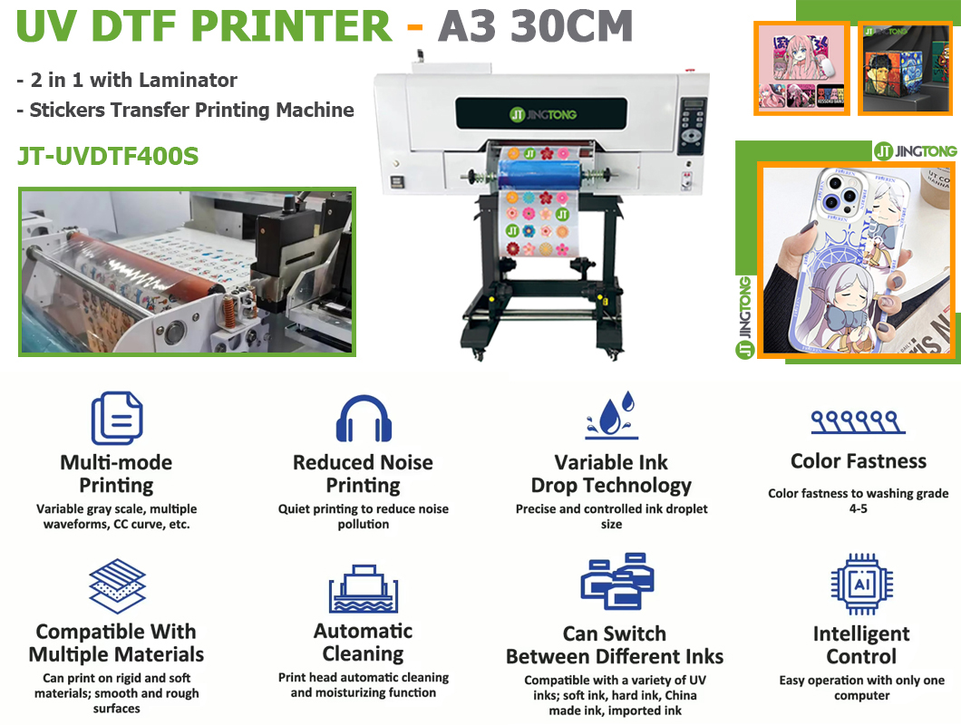 30cm A3 Roll to Roll AB Film Sticker UV DTF Printer 1
