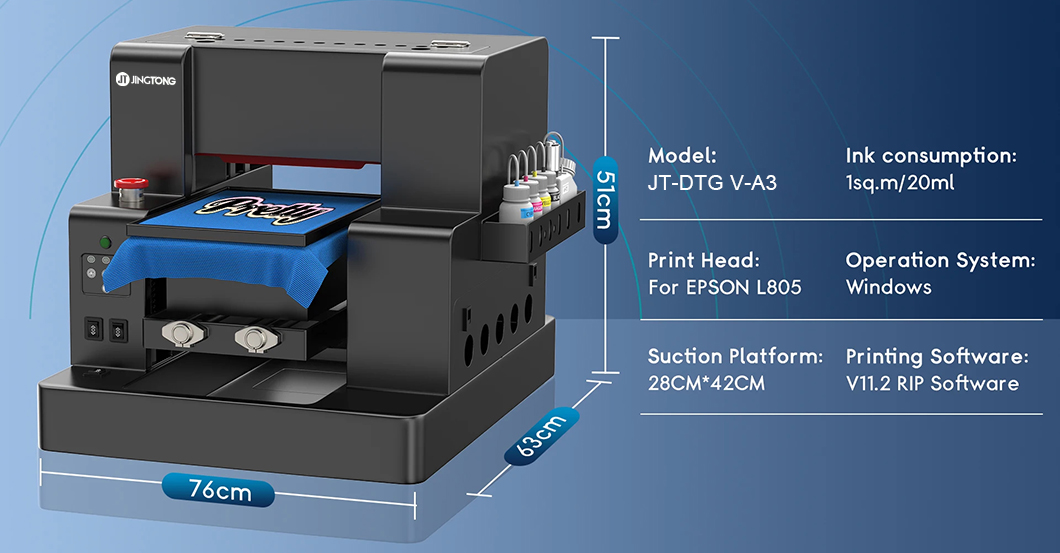 Jingtong A3 DTG Direct to garment Printer with Epson L805 Head 2