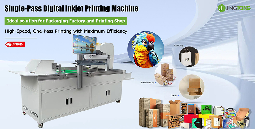 JT-SP645 Single-Pass Corrugated Cardboard Digital Printer Custom Digital Packaging Printing Machine JT-SP645 Single-Pass Corrugated Cardboard Digital Printer Custom Digital Packaging Printing Machine