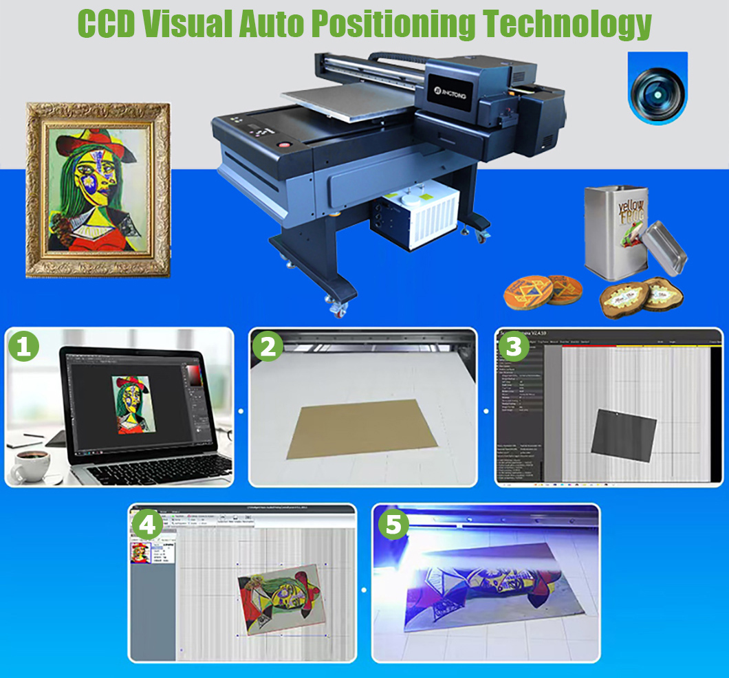 Desktop AI Vision Positioning 6090 UV Flat Bed Printers UV LED Digital Printing Machine 5